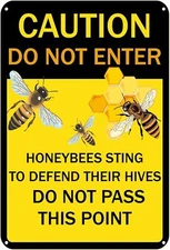 Caution No Trespassing Honeybees Tin Metal Signs,Caution Danger Do Not Enter Hon