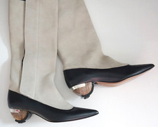$1470 New Marni Italy Beige Black Sculptural Heel Knee-high Boots Eur-41 Us-11