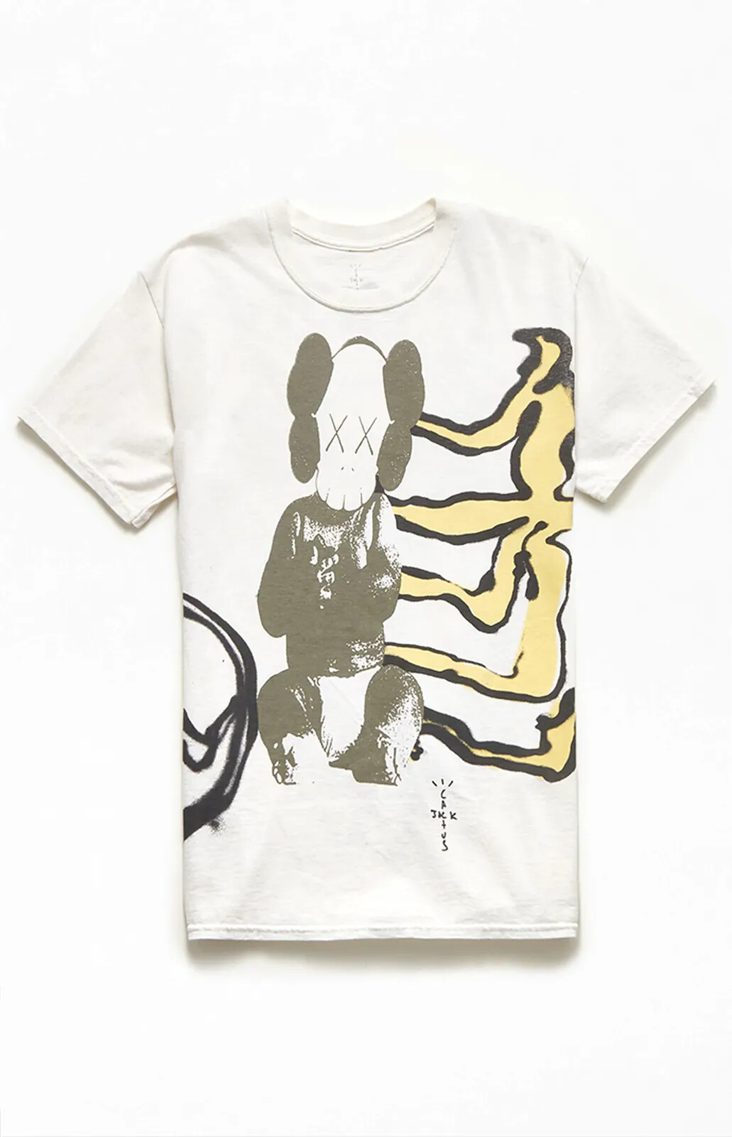 Travis Scott Cactus Jack x Kaws For Fragment Aged Yellow T-Shirt ALL SIZES