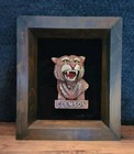 Vintage OOAK 3-D Resin Clemson Tigers Wooden Frame Black Velvet Shadow Box 12.75
