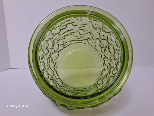 Vaso fiori strutturato vintage verde oliva EO vetro brody arricciatura anni '60 - Foto 5 di 11