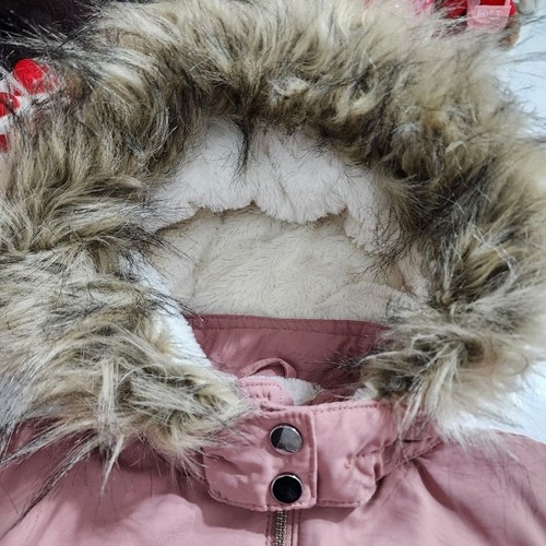 H&M Girls Faux Fur Hooded Pink Parka Coat Jacket Size 7 - Picture 3 of 15
