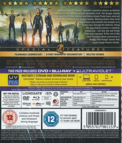 The Hunger Games: Catching Fire (2013) New Sealed Blu-ray, Jennifer Lawrence - Picture 2 of 2