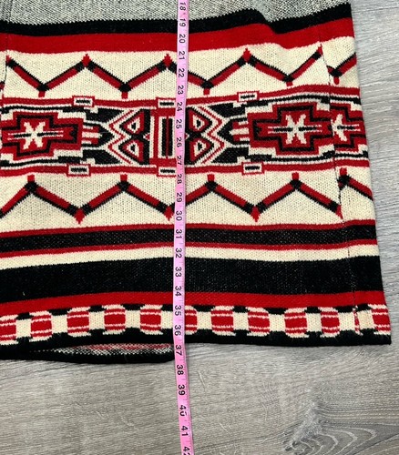 Maxsport Pullover Damen mittelgrau rot Acryl Azteken Boho Tunika Cardigan - Bild 20 von 20