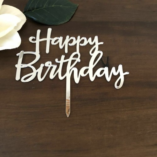 Happy Birthday Acrylic Wooden Cake Topper Birthday Party Cake Decor AUS Stock - Picture 5 of 9