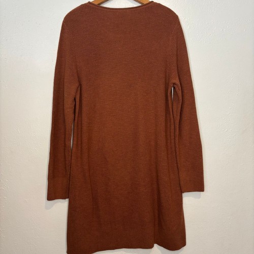 J. Jill braun Wollmischung Rippstrick Langarm Tunika Pullover Kleid Gr. L - Bild 3 von 7