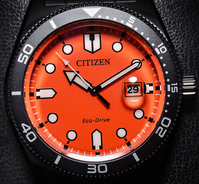 Citizen Orange Dial Eco-Drive Men's Watch AW1765-88X | eBay