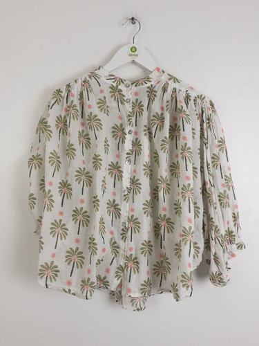 Sissy Boy Women's Blouse Size XS White Floral Button Up Gathered NWOT F2