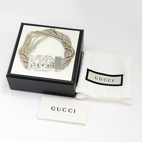 GUCCI Multi Strand G Logos Bracelet 7.5" Silver 925 Auth w/Box #783-32 - Picture 9 of 9