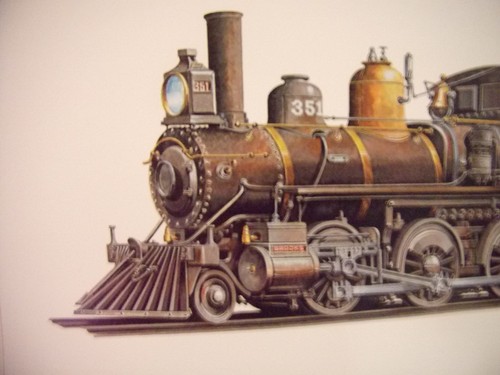 ARTIST RENDERED COLOR DRAWING OF THE ORIGINAL GREAT NORTHERN TRAIN #351, SIGNED - Picture 2 of 6