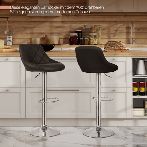 MIADOMODO® Barstuhl Barhocker 2er Set mit Fußstütze Höhenverstellbar Kunstleder - Bild 28 von 144