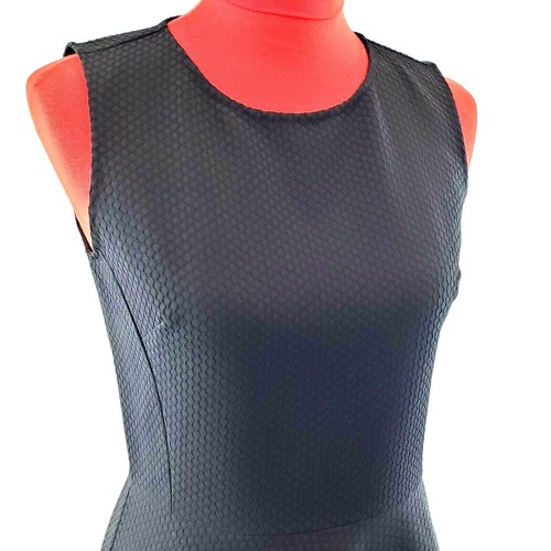 Natori schwarz strukturiert Fit Flare Kleid Taschen Stretch Größe 2 Neu mit Etikett - Bild 10 von 12
