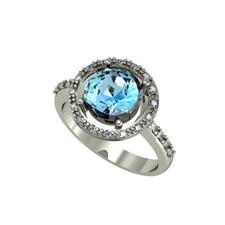 2ct Aquamarine 8mm Round Cut, Sterling Silver Ring Size 5,6,7,8,9,10