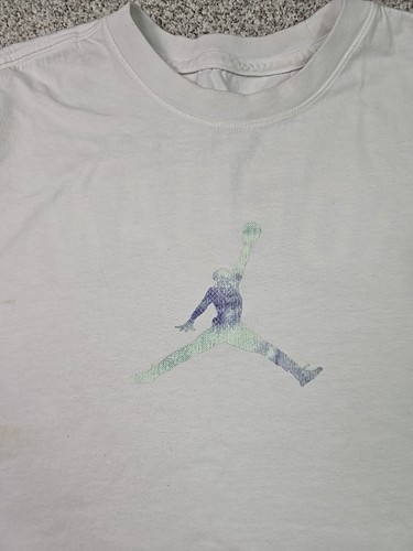 Jordan Shirt Mens Medium White T Shirt Jumpman Logo Athleisure Double Sided - Picture 3 of 20
