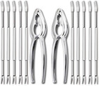 12 Pieces Seafood Tools Set Including 2 Lobster Crab Crackers and 10 Forks