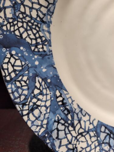 Pier 1 Sea Adventure Coral Blue Dinner Plate 10¾ Inch Ironstone Discontinued HTF - Picture 3 of 9