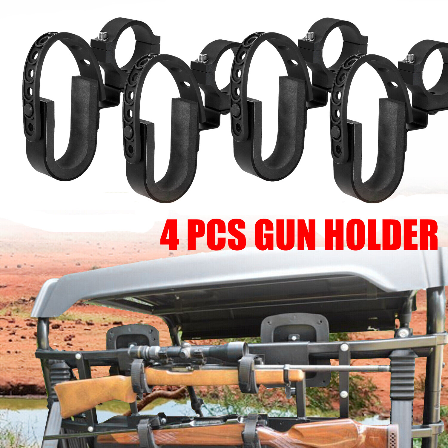 4pcs UTV ATV Gun Holder Grip 2Gun Mount Racks for Polaris RZR Ranger