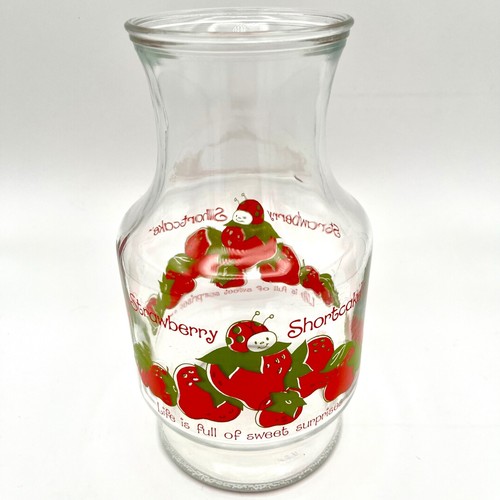 Strawberry Shortcake Glass Pitcher Vintage 80s Retro Kitchen American Greetings