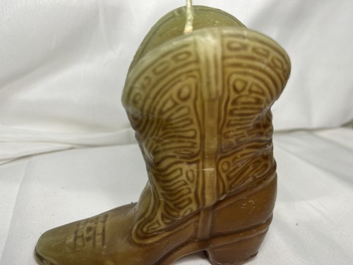 Cowboystiefelkerze 4" H braun/gelb mit Western Gravur Design realistisch unbenutzt - Bild 8 von 11