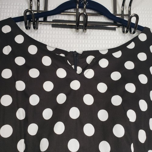 Ayli Dress Women Small Black Polka Dot Retro 1950s Fit & Flare Cap Sleeve Casual - Picture 11 of 15