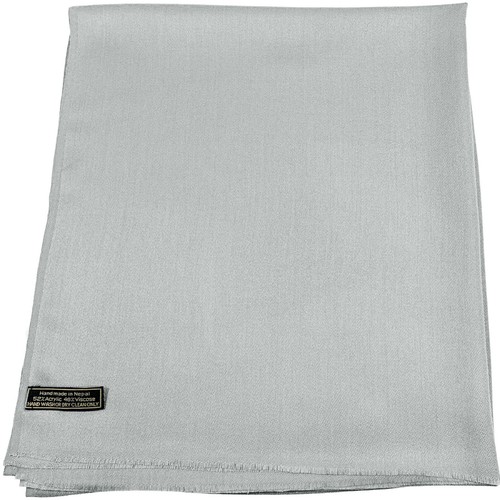 Scialle frange nepalese design tinta unita grigio argento pashmina CJ abbigliamento **NUOVO** - Foto 2 di 12