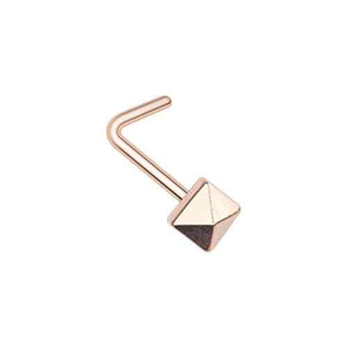 Rose Gold Pyramid L-Shape Nose Ring - Picture 1 of 1