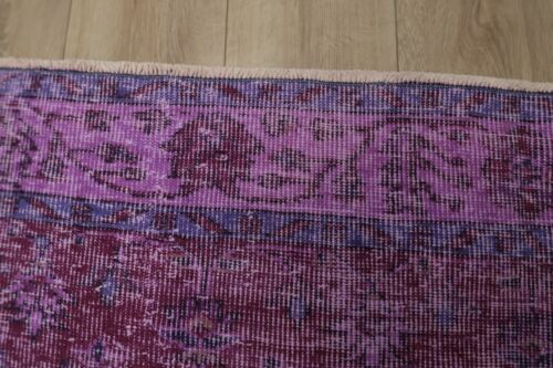 Sparta Purple Large Rug Traditional Vintage Handmade Overdyed Wool Carpet 5x10ft - Picture 9 of 12
