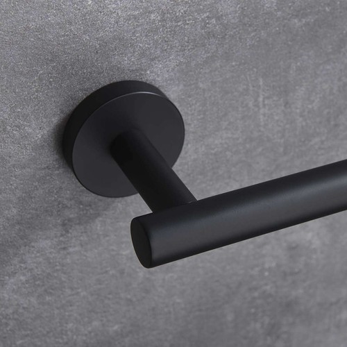 Modern Matte Black Towel Bar Rail Stainless Steel Wall Mounted Bathroom Storage - Picture 5 of 9