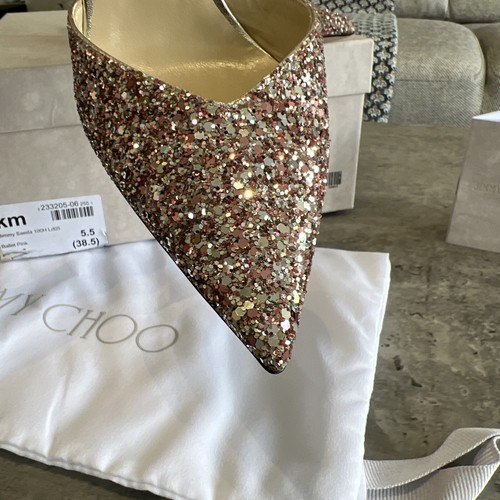Jimmy Choo Saeda 100 décolleté miele cristallo misto rosa UK5,5 EU38,5 corso glitter - Foto 18 di 19