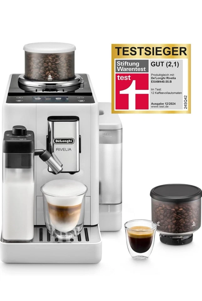 De'Longhi Rivelia EXAM440.55.W Kaffeevollautomat, LatteCrema Milchsystem, Weiß