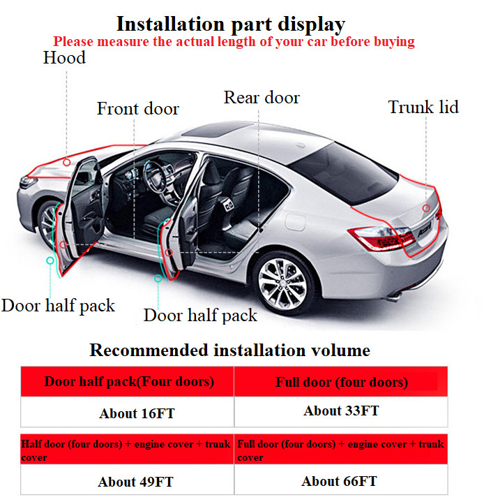 13FT U Shape Rubber Seal Weather Strip Door Edge Moulding Trim For Scion Models