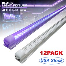 12Pack Party Decoration UV Led Black Light Bar 4FT 40W T8 Integrated Fixture