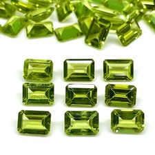 9 Pcs Natural Peridot 7x5mm Emerald Cut Top Quality Loose Untreated Gemstones