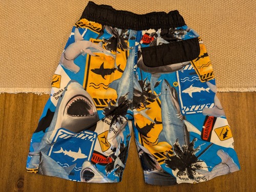 OP swim trunks blue with shark print boys sz s (6-7) - Picture 5 of 5