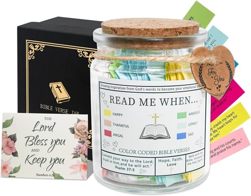Bible Verse Jar with Greeting Card, Read Me When Verses 32 Ounces, Pink