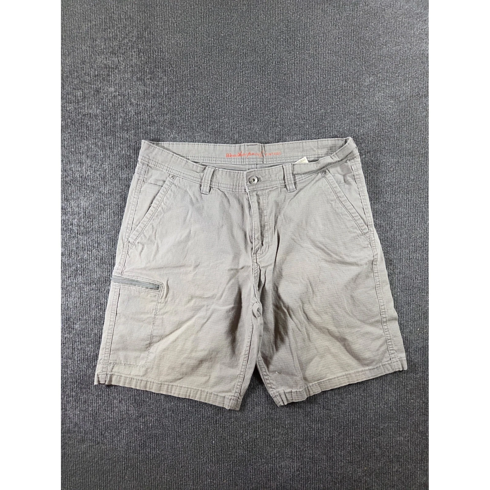 Weatherproof Vintage Mens Gray Canvas Utility Cargo Shorts Size 34 Stretch