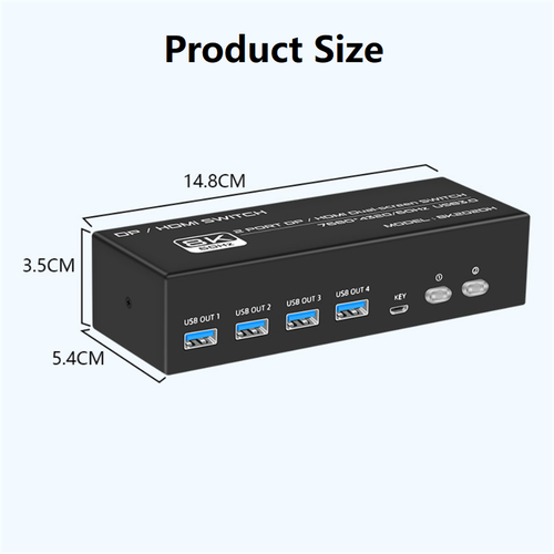 2 In 2 Out 8K DP1.4 HDMI2.1 USB 3.0 KVM Switcher 2x2 For 2 Computers 2 Monitors - Photo 3/14