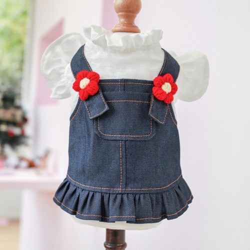 Dog Dress with Puppy- Princess Dress with Flower Home Outdoor Wearing - Picture 6 of 13