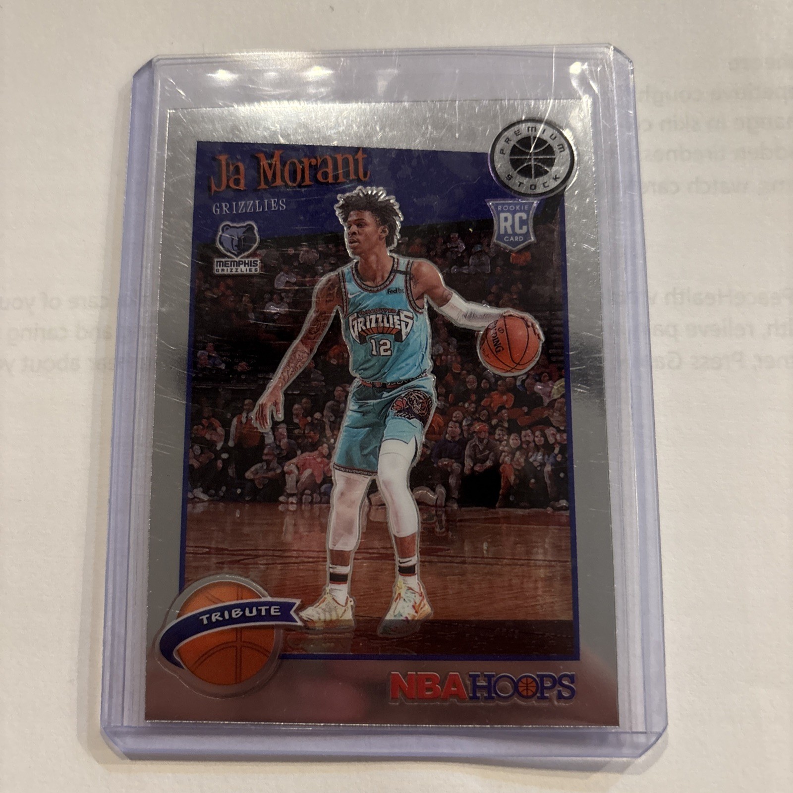 Ja Morant 2019-20 NBA Hoops Premium Stock Tribute Rookie RC #297 Grizzlies