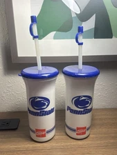 Penn State Coca Cola 32 Ounce Cups With Lids And Straws Vintage