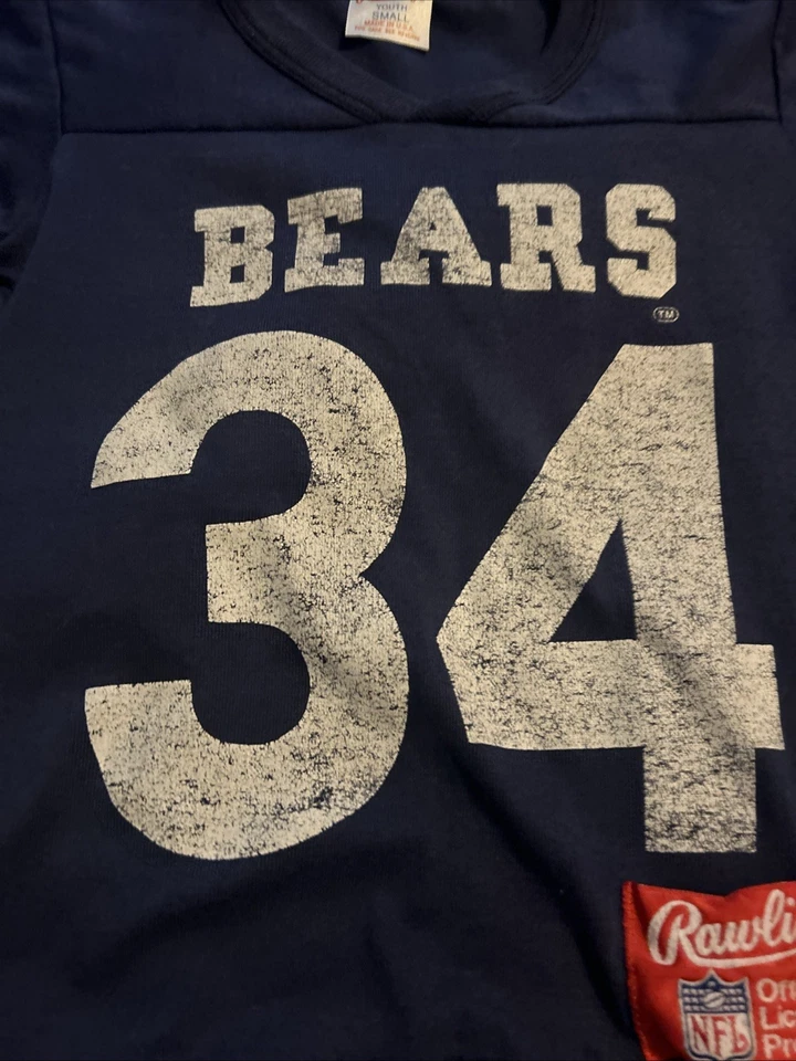 Camiseta pequeña vintage Rawlings NFL Chicago Bears Walter Payton juvenil azul marino #34 Foto 3 de 4