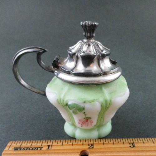 Antique MUSTARD POT - 6 Lobe "Loop & Daisy" - Mt. WASHINGTON art glass - Picture 7 of 8