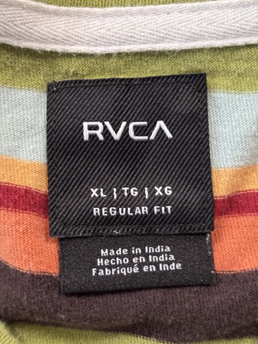 Volcom RVCA Shirt Lot Mens Large Red Navy Yellow Polo Striped Rugby Cotton - Picture 12 of 15