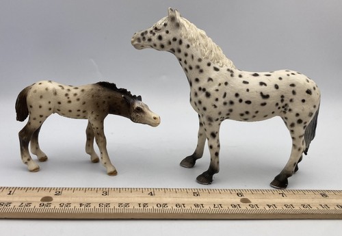 Schleich KNABSTRUPPER MARE & NURSING FOAL Horse Figures 13617 Retired - Picture 6 of 6