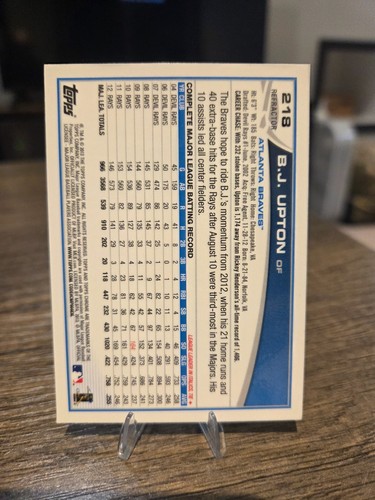 2013 B.J. Upton Topps Chrome Refractor #218 - Picture 2 of 2