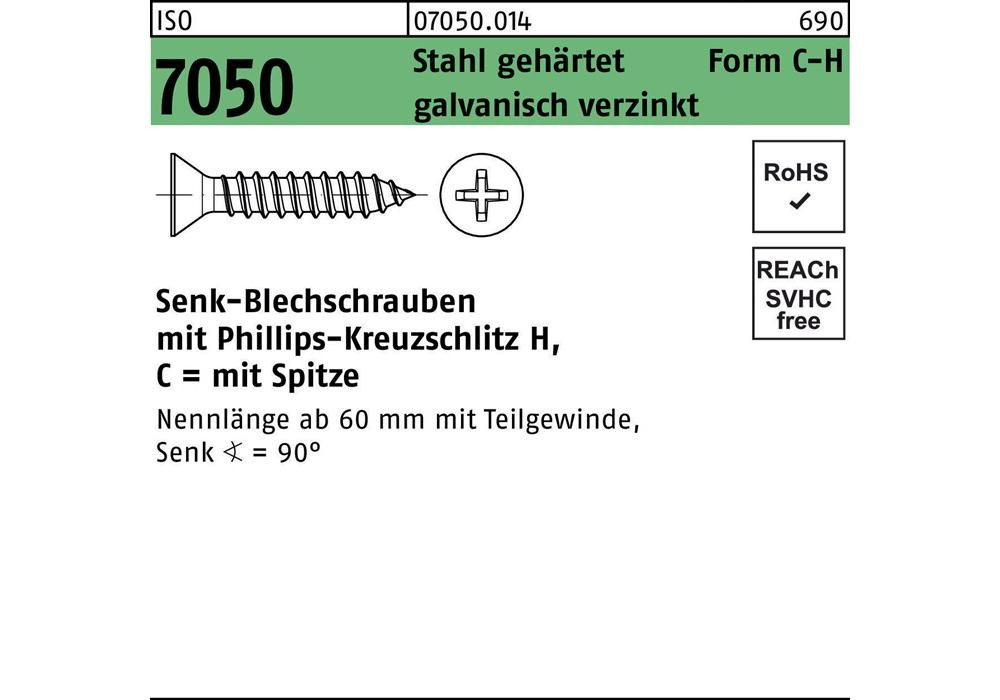 Reyher Blechschraube ISO 7050 SEKO m.Шпице/Кройцшлиц-PH 6,3 x 50 -C-H Sta...