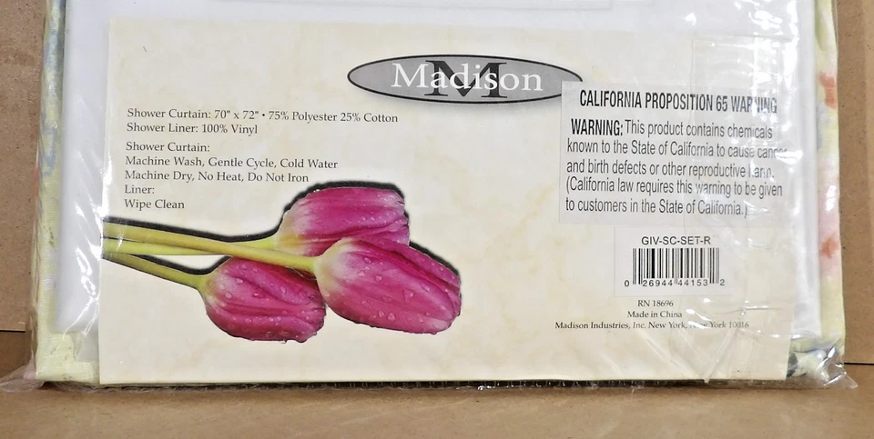 Винтажная тканевая занавеска для душа с цветочным рисунком розовые и синие с подкладкой для коттеджа НОВАЯ - Изображение 3 из 4