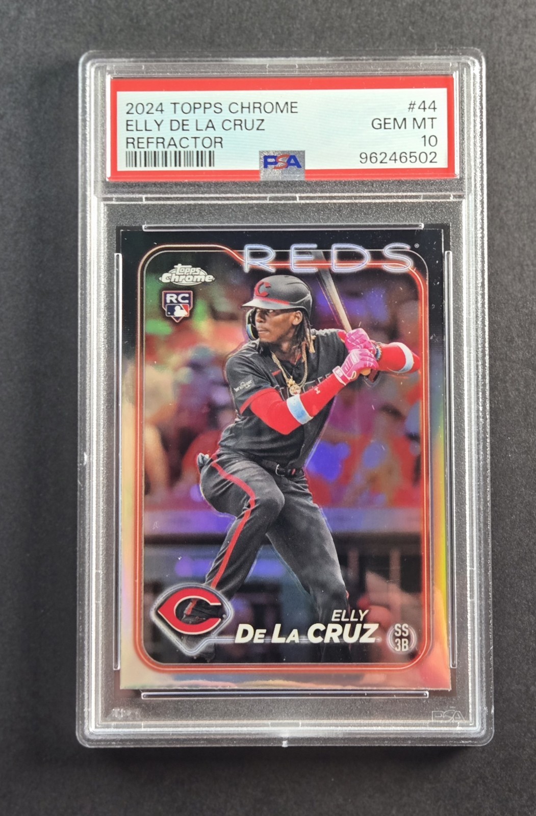 2024 Topps Chrome Elly De La Cruz Refractor PSA 10 Gem Mint RC Reds #44