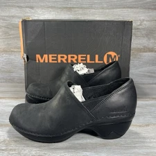 Merrell Women’s  EMMA LTR Black Leather Mule Clogs Size 6.5