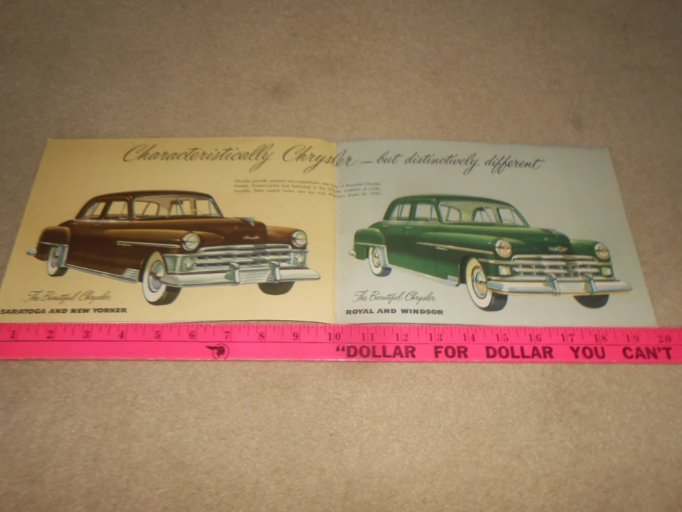 Folleto Chrysler 1950 / catálogo / póster 20 x 27 '50 Royal Windsor Saratoga Nueva York Foto 3 de 4